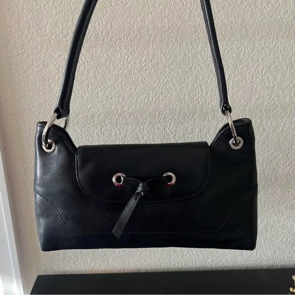 Vintage Genuine Black Leather Handbag - Picture 1 of 6